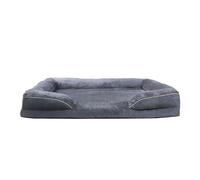 XIEMINLE Canapé orthopédique rectangulaire pour chien et animal domestique - Canapé doux avec traversin sur les côtés - Tapis apaisant avec housse amovible lavable et fond antidérapant (91 x 69 x 18