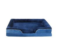 XIEMINLE Canapé orthopédique rectangulaire pour chien et animal domestique - Doux et doux avec traversin latéral - Housse amovible lavable et fond antidérapant (76 x 51 x 16 cm, bleu)