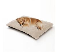 XIEMINLE Coussin apaisant pour chien - Coussin pelucheux anti-anxiété pour chien - Lavable en peluche - Matelas chaud et confortable avec fond antidérapant (122 x 85 x 12 cm, blanc cassé)