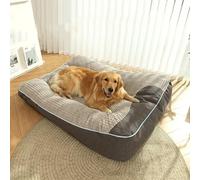 XIEMINLE Coussin Chien Confortable Antidérapant, Canapé pour Animaux, Panier Animaux Déhoussable et Lavable, Moelleux Lit Peluche Anti-Stress pour Grande Chiens (120x95x21cm,Gris foncé)