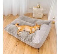 XIEMINLE Coussin Chien Confortable Antidérapant, Canapé pour Animaux, Panier Animaux Déhoussable et Lavable, Moelleux Lit Peluche Anti-Stress pour Grande Chiens (60x47x18cm,Gris Clair)