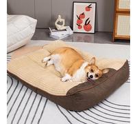 XIEMINLE Coussin Chien Confortable Antidérapant, Canapé pour Animaux, Panier Animaux Déhoussable et Lavable, Moelleux Lit Peluche Anti-Stress pour Grande Chiens (60x47x18cm,Marron)