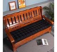 XIEMINLE Coussin de banc d'intérieur épais et doux et confortable avec attaches et meubles en bois pour chaise longue de cuisine et balancelle, 53 x 160 x 8 cm, noir