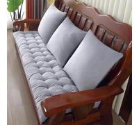 XIEMINLE Coussin de banc rectangulaire en peluche épaisse avec attaches pour meuble d'intérieur (53 x 180 x 8 cm, gris)