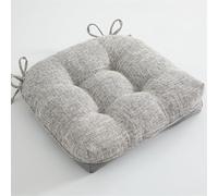 XIEMINLE Coussin de chaise carré en coton et lin épais avec attaches pour jardin, salon, terrasse, balcon (gris clair)