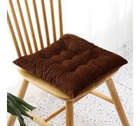 XIEMINLE Coussin de chaise carré en velours côtelé épais pour cuisine, salle à manger, intérieur avec attaches - Coussin de chaise doux pour bureau et cuisine (marron)