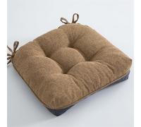 XIEMINLE Coussin de chaise en coton et lin pour cuisine, bureau - Coussins de chaise carrés épais avec attaches - Coussins de siège d'intérieur pour jardin, salon, terrasse, balcon (marron)
