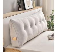 XIEMINLE Coussin de dossier de lecture triangulaire - Coussin de soutien du dossier pour tête de lit - Pour chambre à coucher, canapé, banquette - Coussin lombaire - 180 x 50 x 20 cm - Beige