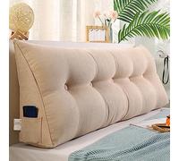 XIEMINLE Coussin lombaire triangulaire pour tête de lit - Pour baie vitrée - Tatami - Canapé - Chambre à coucher - Appuie-tête de lit - Coussin de dossier de lecture - 80 x 50 x 20 cm - Beige