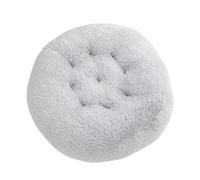 XIEMINLE Coussin rond anti-anxiété pour chien - Coussin moelleux pour chiot et animal domestique avec housse amovible et fond antidérapant (85 cm, gris clair)
