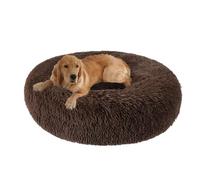 XIEMINLE Coussin rond en forme de beignet pour chien - Lavable en machine - Panier chaud pour chiot et chiot avec fond antidérapant (130 cm, marron)