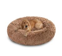 XIEMINLE Coussin rond en forme de beignet pour chien - Lavable en machine - Panier moelleux avec fond antidérapant - 120 cm - Kaki