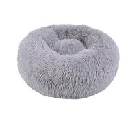 XIEMINLE Coussin rond en forme de donut pour chien, lit moelleux anti-anxiété pour animal de compagnie, chiot et chaton, avec fond antidérapant (40 cm, gris clair)