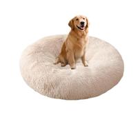 XIEMINLE Coussin rond en forme de donut pour chien - Lit moelleux anti-anxiété pour chiens de taille moyenne et grande - Lavable en machine - Matelas apaisant pour chiot avec fond antidérapant (90 cm