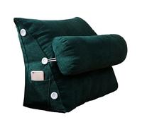 XIEMINLE Coussin triangulaire pour lecture - Coussin lombaire - Coussin de soutien dorsal - Coussin de dossier, coussin de tête de lit avec coussin cervical réglable (60 x 50 x 22 cm, vert)