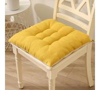 XIEMINLE Coussins de siège carrés en coton et lin avec attaches pour cuisine, salle à manger, salon, chaise de bureau, maison, jardin, terrasse (45 x 45 x 5 cm, jaune)