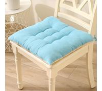 XIEMINLE Coussins de siège de bureau en coton et lin avec attaches pour cuisine, salle à manger - Coussin de chaise carré épais pour la maison, le jardin, la terrasse (30 x 30 x 3 cm, bleu)