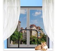 XIEMINLE Filet de sécurité pour fenêtre de chat personnalisé, moustiquaire autocollante, anti-insectes pour fenêtre de balcon, filet de protection des chats avec fermeture éclair, 120 x 100 cm