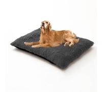 XIEMINLE Grand coussin en peluche pour chien - Matelas moelleux anti-anxiété pour chien - Lavable et doux - Lit confortable rembourré avec fond antidérapant (78 x 55 x 10 cm, gris foncé)