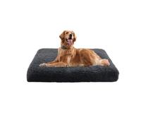 XIEMINLE Grand lit doux lavable pour chien et animal domestique pour cage - Chaud et apaisant - Tapis moelleux avec housse en peluche amovible (120 x 80 x 10 cm, gris foncé)