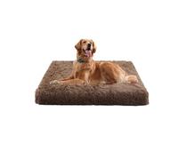 XIEMINLE Grand lit lavable doux et confortable pour cage pour chien ou animal domestique pour cage - Coussin chaud et apaisant - Tapis pelucheux avec housse en peluche amovible (75 x 50 x 7 cm, kaki)