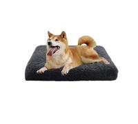 XIEMINLE Grand lit plat pour chien - Coussin moelleux pour cage - Tapis apaisant avec housse amovible et lavable - Avec fond antidérapant (120 x 80 x 10 cm, gris foncé)