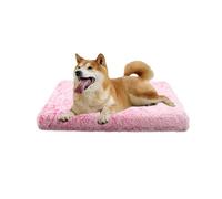 XIEMINLE Grand lit plat pour chien - Coussin moelleux pour cage - Tapis apaisant avec housse amovible et lavable - Avec fond antidérapant (100 x 60 x 10 cm, rose)