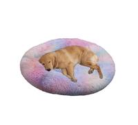 XIEMINLE Grand lit rond pour chien - Lit en peluche auto-chauffant - Doux et moelleux - Lavable - Avec fond antidérapant (100 cm, multicolore)