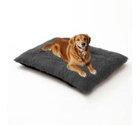 XIEMINLE Grand matelas lavable pour cage de chien - Chaud et moelleux - Apaisant - Coussin doux pour chiot - Couverture en peluche avec fond antidérapant (65 x 48 x 8 cm, gris foncé)