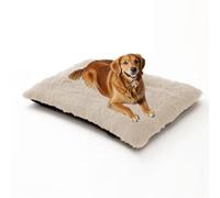 XIEMINLE Grand matelas lavable pour cage de chien - Chaud et moelleux - Pour animal domestique - Coussin doux pour chiot - Couverture en peluche avec fond antidérapant (93 x 65 x 10 cm, blanc cassé)