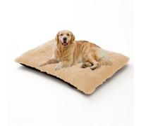 XIEMINLE Grand tapis de cage lavable pour chien - Matelas pelucheux anti-anxiété en peluche douce pour animal domestique - Coussin confortable avec fond antidérapant (93 x 65 x 10 cm, Beige)