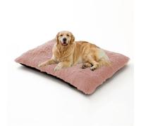 XIEMINLE Grand tapis de cage lavable pour chien - Matelas pelucheux anti-anxiété en peluche douce pour animal domestique - Coussin confortable avec fond antidérapant (110 x 75 x 10 cm, rose)