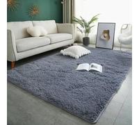 XIEMINLE Grand tapis de chevet doux et moelleux pour salon, tapis d'intérieur antidérapant et lavable en machine pour chambre à coucher, décoration d'intérieur (200 x 200 cm, gris)