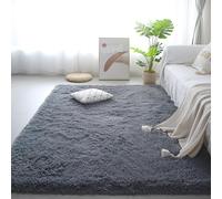 XIEMINLE Grand tapis de salon doux à poils longs, antidérapant et antidérapant pour chambre à coucher, salle à manger, salon (160 x 230 cm, gris)