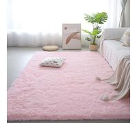 XIEMINLE Grand tapis de salon en peluche douce à poils longs, antidérapant et antidérapant pour chambre à coucher, lavable en machine, pour salle à manger, salon (60 x 160 cm, rose)