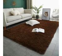 XIEMINLE Grand tapis de sol à poils longs doux et moelleux pour salon, tapis d'intérieur antidérapant et lavable en machine pour chambre à coucher, décoration d'intérieur (80 x 160 cm, marron)
