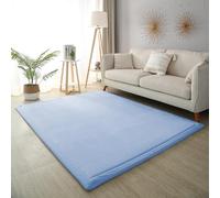 XIEMINLE Grand tapis pour chambre à coucher en peluche doux et confortable, lavable, ne perd pas ses poils, antidérapant pour chambre d'enfant, salle de jeux (200 x 240 cm, bleu clair)