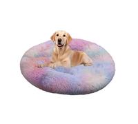 XIEMINLE Lit apaisant en forme de donut pour chien et chat - Chaud et confortable - Coussin doux - Lavable avec fond antidérapant - Pour chiens de petite, moyenne et grande taille (90 cm, multicolore)