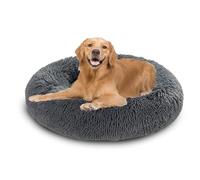 XIEMINLE Lit apaisant en forme de donut pour chien, lit rond en peluche anti-anxiété pour animal de compagnie, tapis chaud lavable avec fond antidérapant pour chien de taille moyenne et grande (80 cm