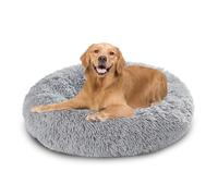 XIEMINLE Lit apaisant en forme de donut pour chien, lit rond en peluche anti-anxiété pour animal de compagnie, tapis chaud lavable avec fond antidérapant pour chien de taille moyenne et grande (100 cm
