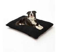 XIEMINLE Lit de cage pour chien - Matelas en peluche doux et confortable - Rembourré - Chaud - Lavable avec fond antidérapant - 93 x 65 x 10 cm - Noir