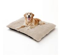 XIEMINLE Lit en peluche chaude pour chien - Coussin moelleux apaisant et lavable avec fermeture éclair amovible - Doux et confortable - Pour chiots - 140 x 110 x 12 cm, blanc cassé