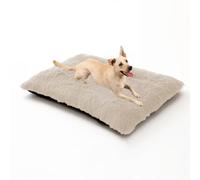 XIEMINLE Lit en peluche pour animal de compagnie - Coussin doux et apaisant - Rembourré et confortable - Avec fond antidérapant - pour chiens de taille moyenne et grande (122 x 85 x 12 cm, blanc cassé