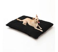 XIEMINLE Lit en peluche pour chien et animal domestique - Coussin doux et apaisant, rembourré et confortable avec fond antidérapant - pour chiens de taille moyenne et grande (110 x 75 x 10 cm, noir)