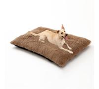 XIEMINLE Lit en peluche pour chien et animal domestique - Coussin doux et apaisant, rembourré et confortable avec fond antidérapant - pour chiens de taille moyenne et grande (65 x 48 x 8 cm, kaki)