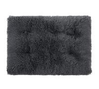 XIEMINLE Lit en peluche pour chien - Lit chaud et apaisant avec fond antidérapant - Coussin moelleux et doux pour chien de petite, moyenne et grande taille (93 x 65 x 12 cm, gris foncé)