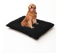 XIEMINLE Lit lavable et doux pour chien - Coussin apaisant en peluche avec housse amovible - Tapis chaud avec fond antidérapant (70 x 50 x 8 cm, noir)