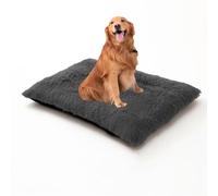 XIEMINLE Lit lavable et doux pour chien - Coussin apaisant en peluche avec housse amovible - Tapis chaud avec fond antidérapant (120 x 90 x 10 cm, gris foncé)