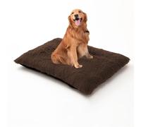 XIEMINLE Lit lavable et doux pour chien - Coussin apaisant en peluche avec housse amovible - Tapis chaud avec fond antidérapant (140 x 110 x 12 cm, marron)