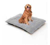 XIEMINLE Lit lavable et doux pour chien - Coussin apaisant en peluche avec housse amovible - Tapis chaud avec fond antidérapant (120 x 90 x 10 cm, gris clair)